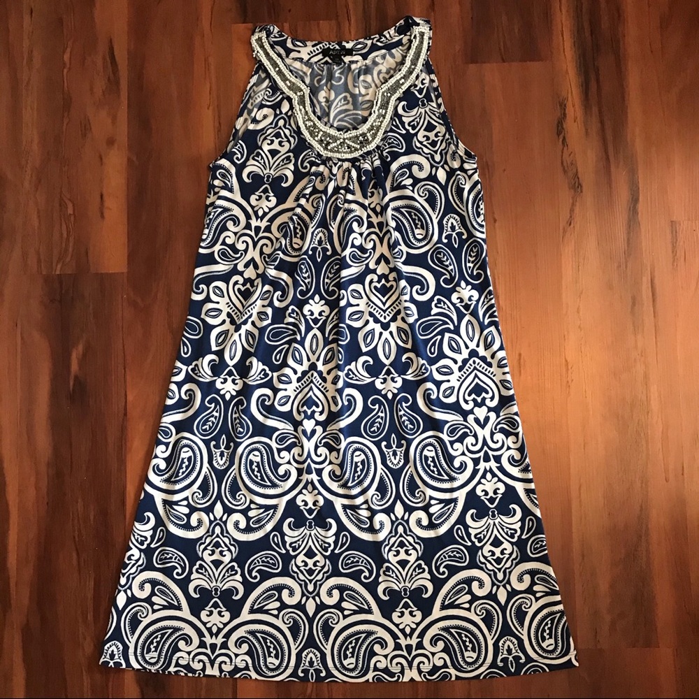Apt 9 Blue and White Sleeveless Dress